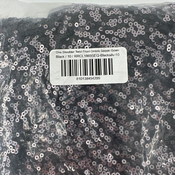 Rene Ruiz One Shoulder Twist Front Ombre Sequin Gown Size 10 - Picture 11 of 12